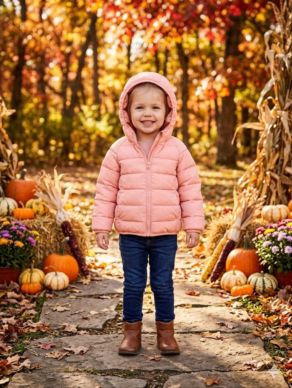 V Toddler Girls Puffer Jacket - Peach 3T NWT